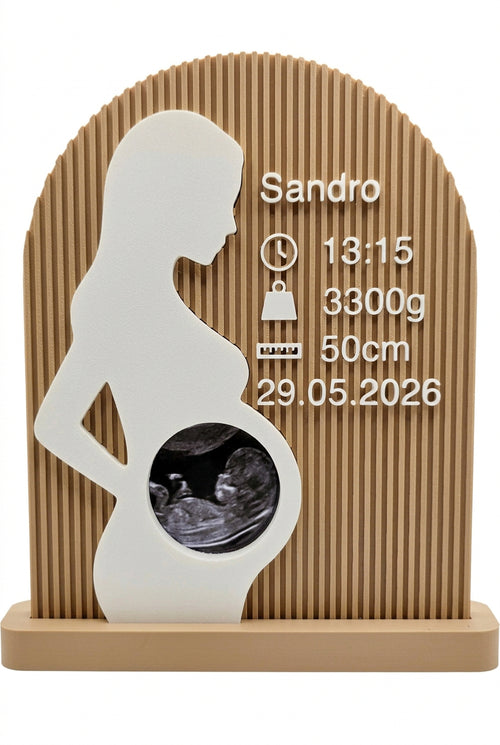 Cadre naissance personnalisé avec échographie, prénom et informations de bébé